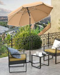 Songmics Tilt-Adjustable Parasol, Sun Umbrella With Carry Bag For Outdoor Use, Ideal For Beach Garden Patio, Taupe - thumbnail 3