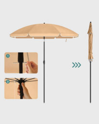 Songmics Tilt-Adjustable Parasol, Sun Umbrella With Carry Bag For Outdoor Use, Ideal For Beach Garden Patio, Taupe - thumbnail 8