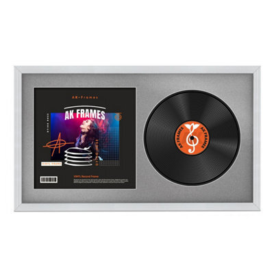 "30X17"" White Classic Vinyl Record Frame With Silver Mount For 12 Inch Lp Album Cover & Disc - Ak Frames" - image 1