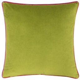 furn. Furn Meridian Velvet Piped Feather Filled Cushion, Lime/hot Pink, 55 X 55Cm