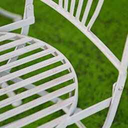 Glamhaus Garden Bistro Patio Set, 3 Piece Folding Metal Garden Set, Foldable Table And Two Chairs (Salerno Antique Grey) - thumbnail 5