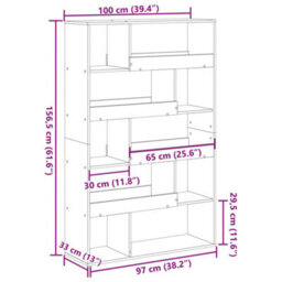 Berkfield Bookcase Sonoma Oak 100X33X156.5 Cm Engineered Wood - thumbnail 9