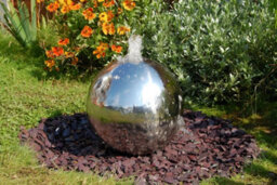 Primrose Polished Sphere Stainless Steel Garden Patio Water Feature With Lights H75Cm - thumbnail 3