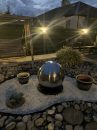 Primrose Polished Sphere Stainless Steel Garden Patio Water Feature With Lights H75Cm - thumbnail 4