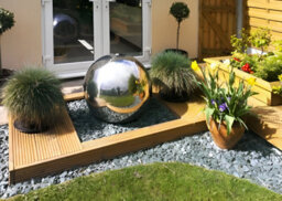 Primrose Polished Sphere Stainless Steel Garden Patio Water Feature With Lights H75Cm - thumbnail 5