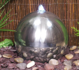 Primrose Polished Sphere Stainless Steel Garden Patio Water Feature With Lights H75Cm - thumbnail 9