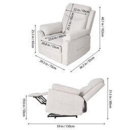 Living And Home White Single Sofa Recliner Armchair Reclining Chair - thumbnail 7