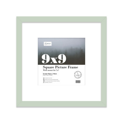 "9X9"" Mint Green Picture Frame - 9X9"" Square Frame With 7X7"" Mount For 9X9""/7X7"" Pictures Art Deco Style Thin Edge, 1 Pack" - image 1