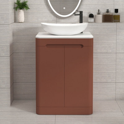 Royal Bathrooms Venice 600mm Terracotta Clay Freestanding Bathroom Countertop Vanity Unit 2 Door With Cesar Basin - image 1