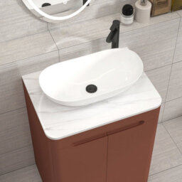 Royal Bathrooms Venice 600mm Terracotta Clay Freestanding Bathroom Countertop Vanity Unit 2 Door With Cesar Basin - thumbnail 6