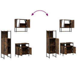Berkfield 3 Piece Bathroom Furniture Set Smoked Oak Engineered Wood - thumbnail 9
