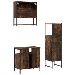 Berkfield 3 Piece Bathroom Furniture Set Smoked Oak Engineered Wood - thumbnail 8