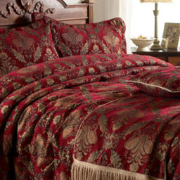 Paoletti Shiraz Traditional Floral Damask Jacquard Fringed Throw