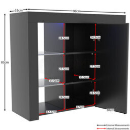 Lassic Vida Designs Azura Black 1 Door Large Led Sideboard Storage Cabinet Cupboard - thumbnail 2