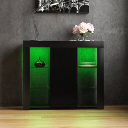 Lassic Vida Designs Azura Black 1 Door Large Led Sideboard Storage Cabinet Cupboard - thumbnail 3