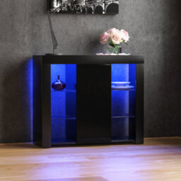 Lassic Vida Designs Azura Black 1 Door Large Led Sideboard Storage Cabinet Cupboard - thumbnail 7