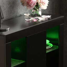 Lassic Vida Designs Azura Black 1 Door Large Led Sideboard Storage Cabinet Cupboard - thumbnail 5