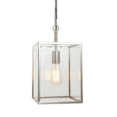 Luminosa Lighting Luminosa Hadden Pendant Bright Nickel Plate & Clear Glass 1 Light Dimmable Ip20 - E27