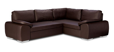 New Corner Sofa Bed With Storage Enzo Right Brown Faux Leather - image 1