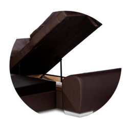 New Corner Sofa Bed With Storage Enzo Right Brown Faux Leather - thumbnail 4