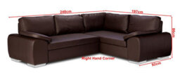 New Corner Sofa Bed With Storage Enzo Right Brown Faux Leather - thumbnail 2