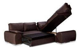 New Corner Sofa Bed With Storage Enzo Right Brown Faux Leather - thumbnail 3