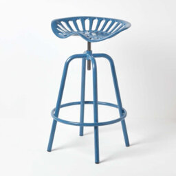 Homescapes Vintage Style Metal Blue Adjustable Tractor Seat Bar Stool - thumbnail 1