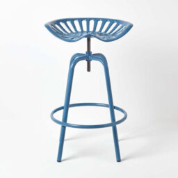 Homescapes Vintage Style Metal Blue Adjustable Tractor Seat Bar Stool - thumbnail 2