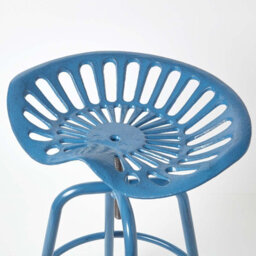 Homescapes Vintage Style Metal Blue Adjustable Tractor Seat Bar Stool - thumbnail 3
