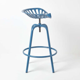 Homescapes Vintage Style Metal Blue Adjustable Tractor Seat Bar Stool - thumbnail 4