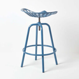 Homescapes Vintage Style Metal Blue Adjustable Tractor Seat Bar Stool - thumbnail 5
