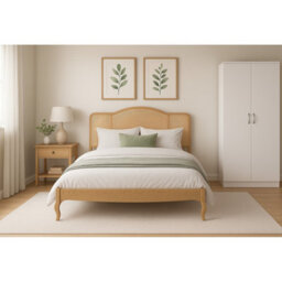 Home Treats Small Double Wooden Rattan Bed Frame Furniture - thumbnail 2