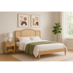 Home Treats Small Double Wooden Rattan Bed Frame Furniture - thumbnail 1