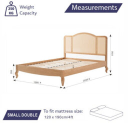Home Treats Small Double Wooden Rattan Bed Frame Furniture - thumbnail 3