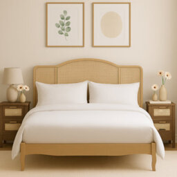 Home Treats Small Double Wooden Rattan Bed Frame Furniture - thumbnail 5