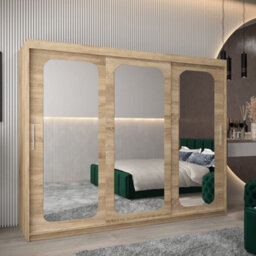 Arte Uppsala T3 Sliding Door Wardrobe 250Cm In Oak Sonoma - Mirrored Wardrobe With Classic Wood Appeal - thumbnail 1