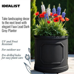 Idealist™ (Dia) 41Cm Plant Pot, Charcoal Grey Reinforced Stone Chelsea Cylinder Planter, Outdoor Plant Pot W45 H45 Cm, 71L - thumbnail 8