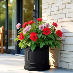 Idealist™ (Dia) 41Cm Plant Pot, Charcoal Grey Reinforced Stone Chelsea Cylinder Planter, Outdoor Plant Pot W45 H45 Cm, 71L - thumbnail 1