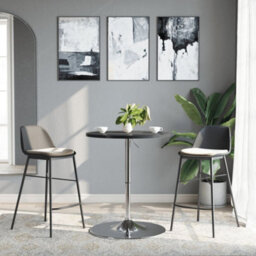 Berkfield Bar Table Black 60X60X90 Cm Engineered Wood And Chromed Steel - thumbnail 3