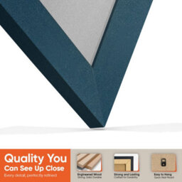"AK Frames 25X17"" Navy Blue Modern Vinyl Record Frame With Silver Mount For 12 Inch Lp Cover & Disc - Overlapped Design" - thumbnail 3