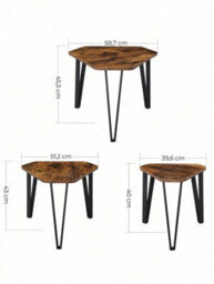 LEDREM Nesting Coffee Table,set Of 3 End Tables,stacking Side Tables, Sturdy And Easy Assembly,steel Frame,rustic Brown And Black - thumbnail 9