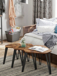 Vasagle Nesting Coffee Table,set Of 3 End Tables,stacking Side Tables, Sturdy And Easy Assembly,steel Frame
