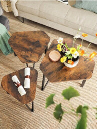 LEDREM Nesting Coffee Table,set Of 3 End Tables,stacking Side Tables, Sturdy And Easy Assembly,steel Frame,rustic Brown And Black - thumbnail 7