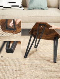 LEDREM Nesting Coffee Table,set Of 3 End Tables,stacking Side Tables, Sturdy And Easy Assembly,steel Frame,rustic Brown And Black - thumbnail 6