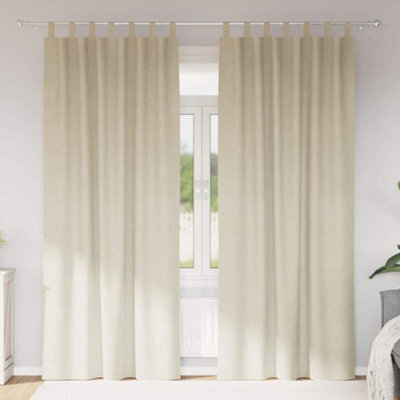 Berkfield Blackout Curtains With Hanging Loops 2 Pcs Cream Velvet - image 1