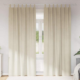 Berkfield Blackout Curtains With Hanging Loops 2 Pcs Cream Velvet - thumbnail 1
