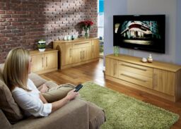 Bergamo Ready Assembled Oak Effect Tv Furniture Stand With 2 Shelves, (H)49.5Cm X (W)112Cm X (D)40Cm - thumbnail 2