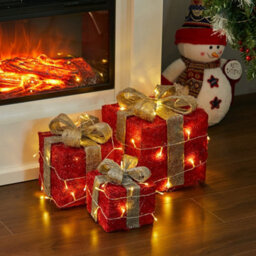 Darphe Light-Up Square Christmas Gift Box (3 Pieces) With Lights And Sparkling Decorations - thumbnail 2