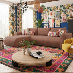 Universal Corner Sofa Bed With Storage Profiled Comfort Modern Fabric Left Or Right Hand 212 122Cm Sleeping Area Brown - thumbnail 2