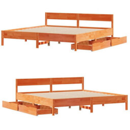 Berkfield Bed Frame Without Mattress Wax Brown 200X200 Cm Solid Wood Pine - thumbnail 9